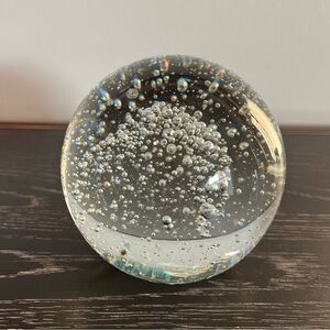 Art Glass Clear Paperweight Controlled Bubbles